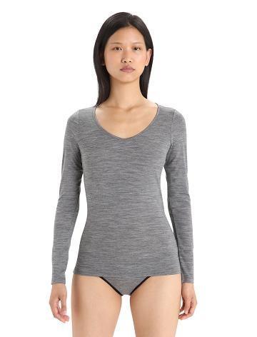 Gritstone Heather Icebreaker Merino Siren Long Sleeve Sweetheart Top Women's Underwear | AU 1690HAPK